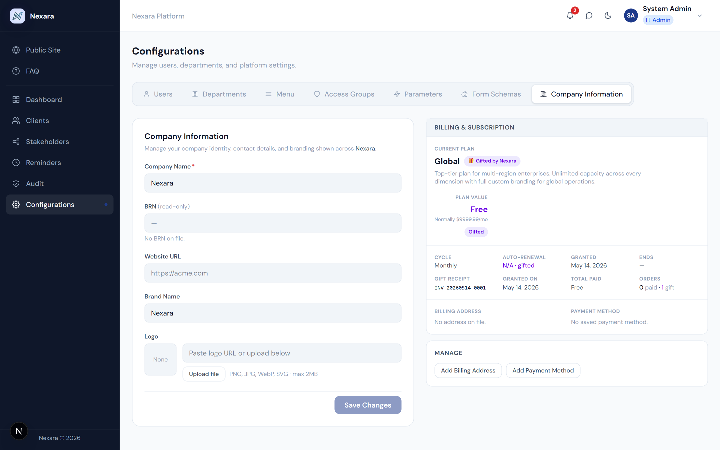Subscription & Billing step 1